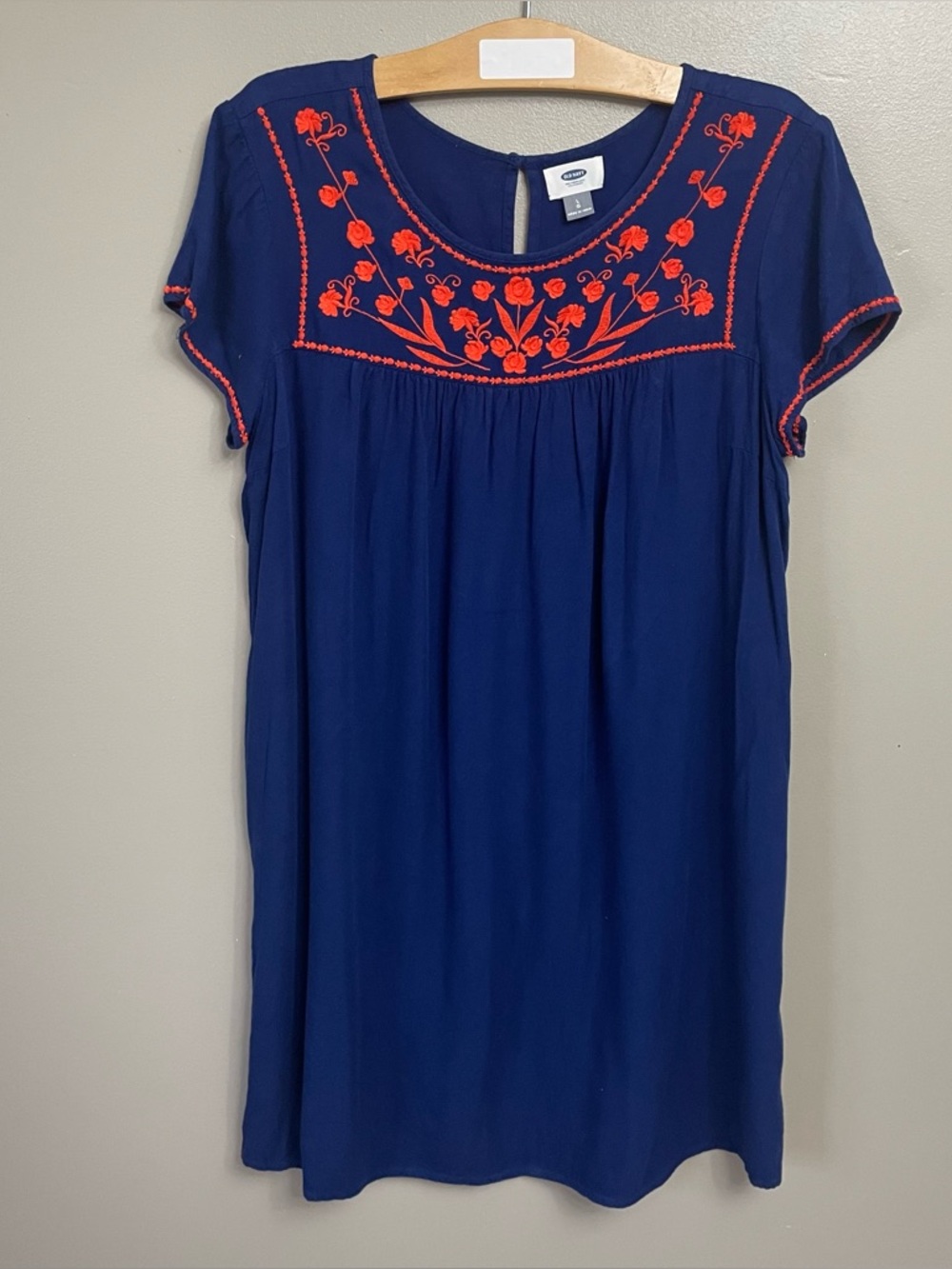 Old Navy Shift Dress Large Embroidered Yoke Night flight